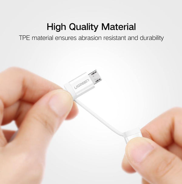 Planet Gates 2in 1 ABS Black / 50cm Ugreen USB Cable For iPhone XS X 8 7 6 Charging Charger 2 in 1 Micro USB Cable For Android USB Type c Type-c Mobile Phone Cables