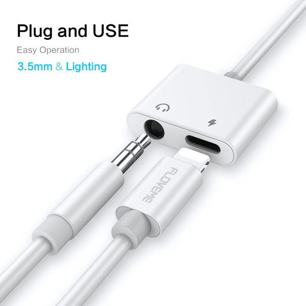 Planet Gates 2in1 Adapter For iPhone 7 8 Plus X XS MAX Audio Charge Splitter Converter For Lightning to 3.5mm Jack Headphone Adapter