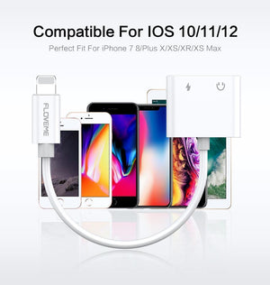 Planet Gates 2in1 Adapter For iPhone 7 8 Plus X XS MAX Audio Charge Splitter Converter For Lightning to 3.5mm Jack Headphone Adapter