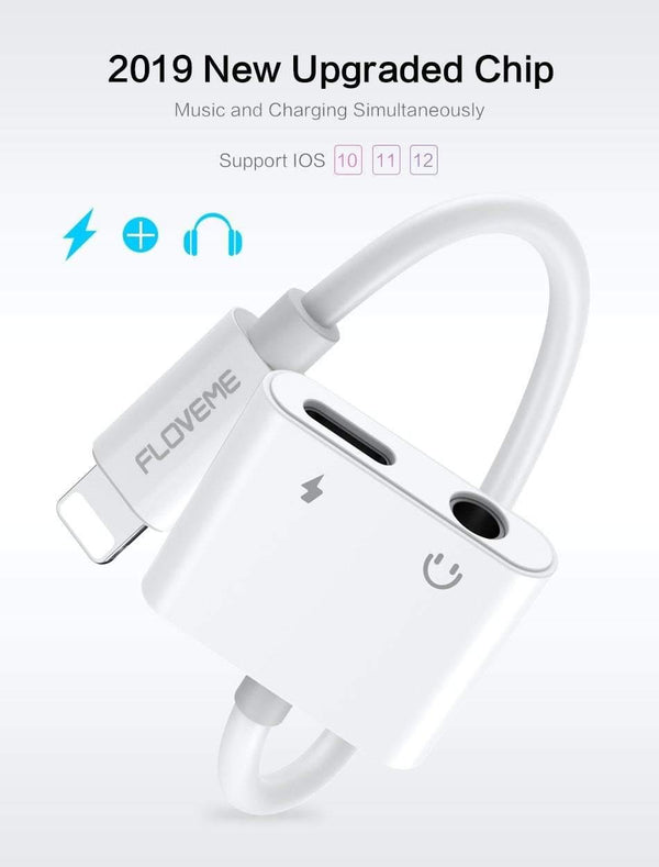 Planet Gates 2in1 Adapter For iPhone 7 8 Plus X XS MAX Audio Charge Splitter Converter For Lightning to 3.5mm Jack Headphone Adapter
