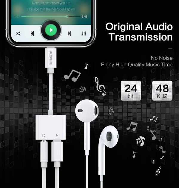 Planet Gates 2in1 Adapter For iPhone 7 8 Plus X XS MAX Audio Charge Splitter Converter For Lightning to 3.5mm Jack Headphone Adapter