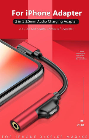 Planet Gates 2in1 Lighting 3.5mm Earphone Connector For iphone X 8 7 Plus Audio Charge Adapter AUX Splitter Cable Adapters For iphone