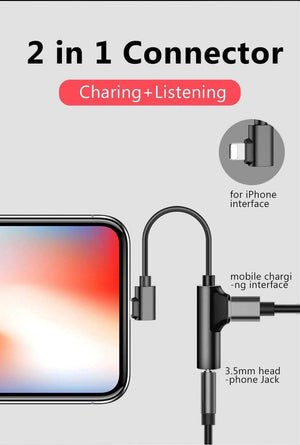 Planet Gates 2in1 Lighting 3.5mm Earphone Connector For iphone X 8 7 Plus Audio Charge Adapter AUX Splitter Cable Adapters For iphone