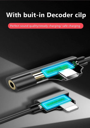 Planet Gates 2in1 Lighting 3.5mm Earphone Connector For iphone X 8 7 Plus Audio Charge Adapter AUX Splitter Cable Adapters For iphone