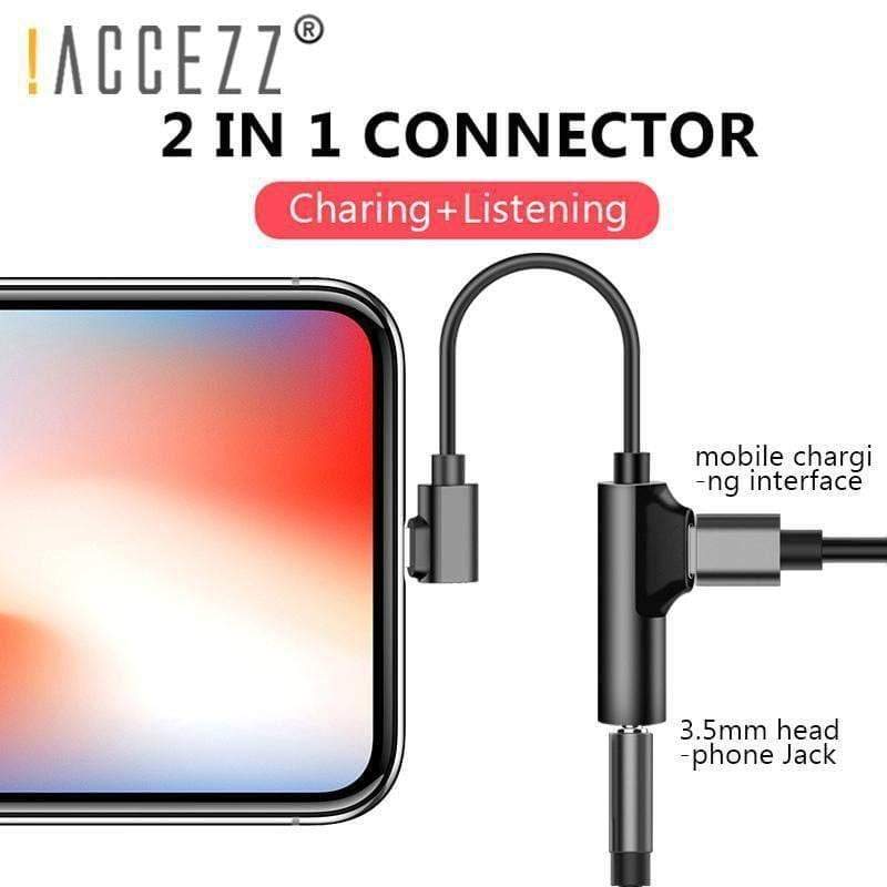 Planet Gates 2in1 Lighting 3.5mm Earphone Connector For iphone X 8 7 Plus Audio Charge Adapter AUX Splitter Cable Adapters For iphone