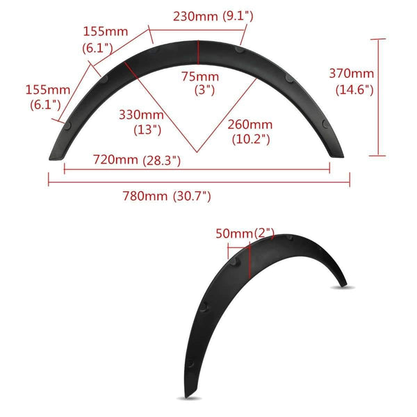 Planet Gates 2inch Universal Car Mud Flaps Mudguard Splash Guards Fender Extra Wide Body Wheel Arches Mudflaps Accessories