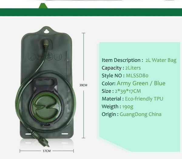 Planet Gates 2L TPU Water Bladder bag Eco-friendly Bike Bicycle Bladder Hydration Bag Camping Hiking Climb Outdoor Sport Drinking Water Bag