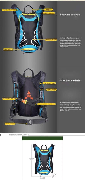 Planet Gates 2L water bag Bicycle Bag Shoulder Backpack Ultralight Sport Riding MTB Hydration Backpack 15L Bike Bicycle Cycling Backpack