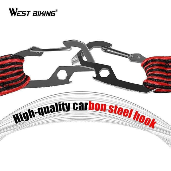 Planet Gates 2M Black 2M/4M Cycling Tension Rope Carbon Steel Hook Bike Luggage Carrier Stretch Elastic Cord Roof Rack Strap Fixed Belt