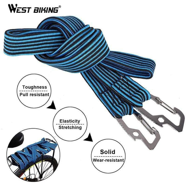 Planet Gates 2M Black 2M/4M Cycling Tension Rope Carbon Steel Hook Bike Luggage Carrier Stretch Elastic Cord Roof Rack Strap Fixed Belt