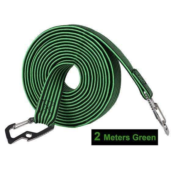 Planet Gates 2M Green 2M/4M Cycling Tension Rope Carbon Steel Hook Bike Luggage Carrier Stretch Elastic Cord Roof Rack Strap Fixed Belt