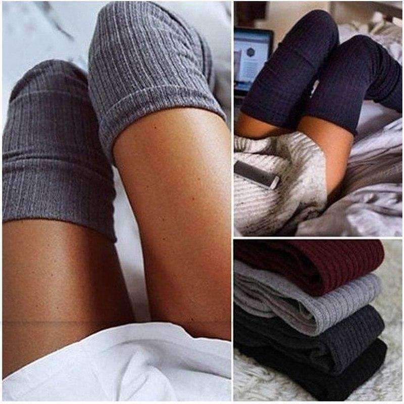 Planet Gates 2pairs Winter Women Thigh High Over Knee High Socks for Ladies Girls Fabric Knitted Stocking Crochet Long Socks Hosiery Medias