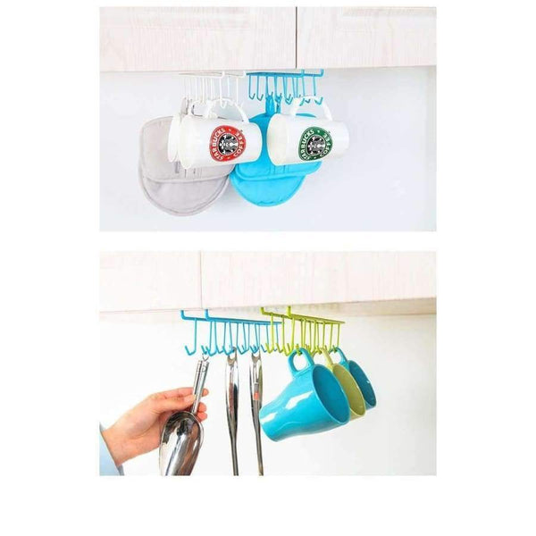 Planet Gates 2Pc 12 Куки Железен Висящ Поставка за Тенджера Тиган Чаша Закачалка за Чаши Кухненски Съхранение Помощна Закачалка за Кухненски Съдове Закачалка За Кърпи Организатор