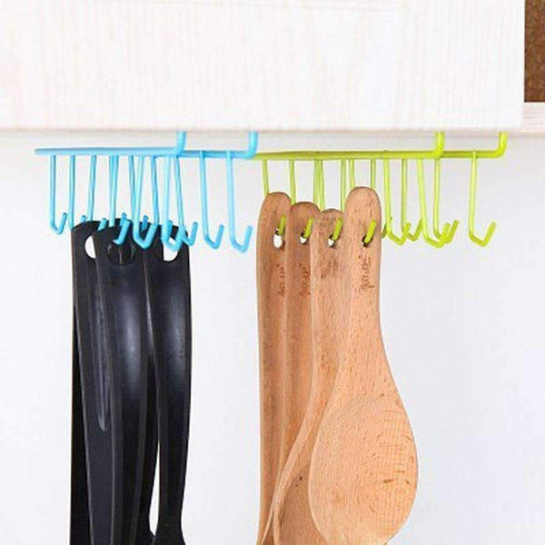 Planet Gates 2Pc 12 Куки Железен Висящ Поставка за Тенджера Тиган Чаша Закачалка за Чаши Кухненски Съхранение Помощна Закачалка за Кухненски Съдове Закачалка За Кърпи Организатор