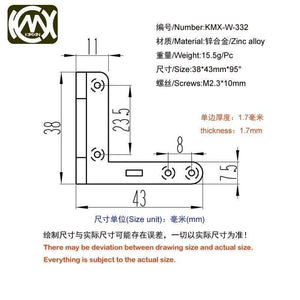 2pc 38*43mm*95deg KIMXIN High Quality Zinc Alloy Cabinet Hinge Hinges For Watchbox Jewelrycase Wooden Parts  W-332