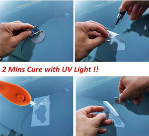 Planet Gates 2pc Car window repair Windscreen Scratch Chip Crack Restore fix Glass renwal Tools Auto Windshield Repair Kit Polishing