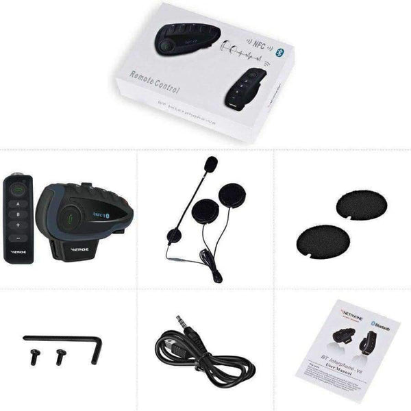 Planet Gates 2PCE V8 BT-S2 Intercom Moto Motorcycle 5 Riders Bluetooth Communication System Helmet Headphone Walkie Talkie NFC Remote Control