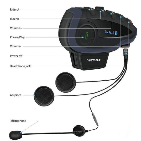 Planet Gates 2PCE V8 BT-S2 Intercom Moto Motorcycle 5 Riders Bluetooth Communication System Helmet Headphone Walkie Talkie NFC Remote Control