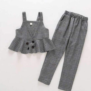 Planet Gates 2PCS 1 / 4 Teenage girls clothing set kids tracksuit for girls sport suit school uniform plaid girls clothes spring 3pcs children clothes