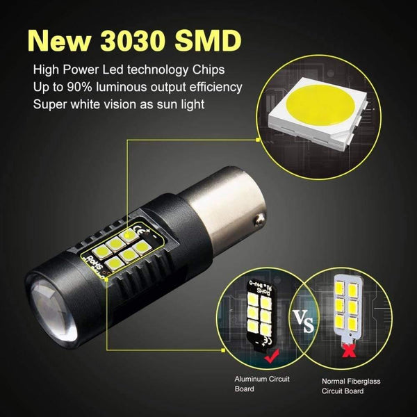 Planet Gates 2Pcs 1156 BA15S P21W LED BAU15S PY21W BAY15D LED Bulb 1157 P21/5W R5W 21pcs 3030SMD Auto Lamp Bulbs Car LED Light 12V - 24V