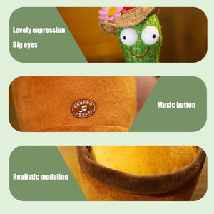 Planet Gates 2PCS 120 Songs USB Dancing cactus Dancer Speaker Repeat Say Talk talking Baby Stuffed Plush plushie Toy children's toys for girl