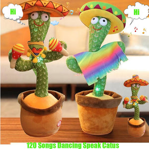 Planet Gates 2PCS 120 Songs USB Dancing cactus Dancer Speaker Repeat Say Talk talking Baby Stuffed Plush plushie Toy children's toys for girl