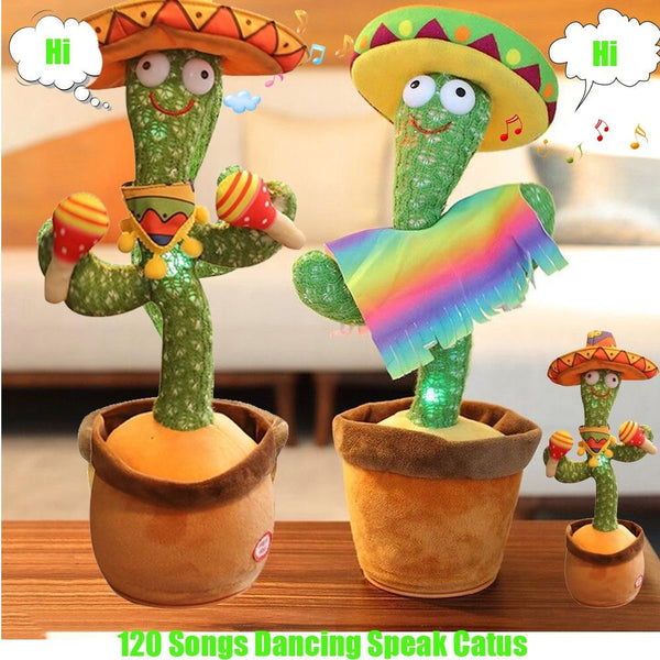 Planet Gates 2PCS 120 Songs USB Dancing cactus Dancer Speaker Repeat Say Talk talking Baby Stuffed Plush plushie Toy children's toys for girl