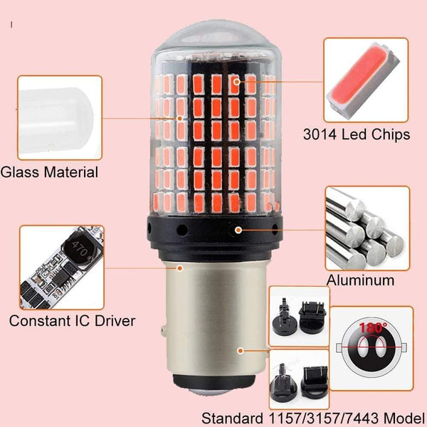 Planet Gates 2pcs 12V 1157 BAY15D 3014 144 SMD 21W 3157 7443 Canbus NO ERROR Led Bulbs For Car RV Boats For Brake NO Hyper Flash