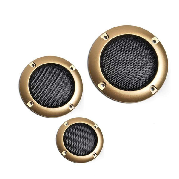 Planet Gates 2PCS 2 inch 3 inch 4 inch Tweeter Audio Speaker Cover Gold Frame Protective Decorative Mesh Grille Circle Speaker Accessories