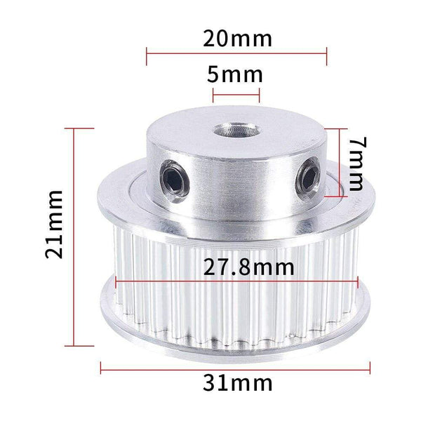 Planet Gates 2pcs 3GT 30 Tooth Pulley Wheel 3D Printer Parts Bore 5mm 6.35mm 8mm GT3 Timing Pulley Aluminium Gear Belt Width 10mm