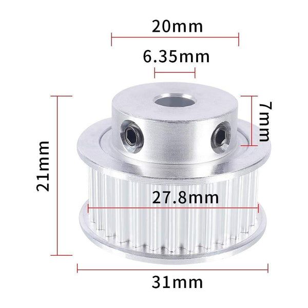 Planet Gates 2pcs 3GT 30 Tooth Pulley Wheel 3D Printer Parts Bore 5mm 6.35mm 8mm GT3 Timing Pulley Aluminium Gear Belt Width 10mm