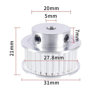 Planet Gates 2pcs 3GT 30 Tooth Pulley Wheel 3D Printer Parts Bore 5mm 6.35mm 8mm GT3 Timing Pulley Aluminium Gear Belt Width 10mm