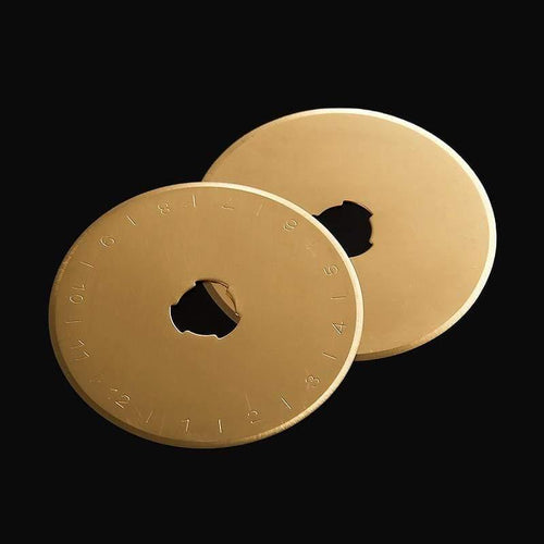 Planet Gates 2pcs 45mm Gold Round Titanium Coated Rotary Cutter Blades Sewing Arts Crafts Knife For Cloth Fabrics Leather Craft Cutting Tools