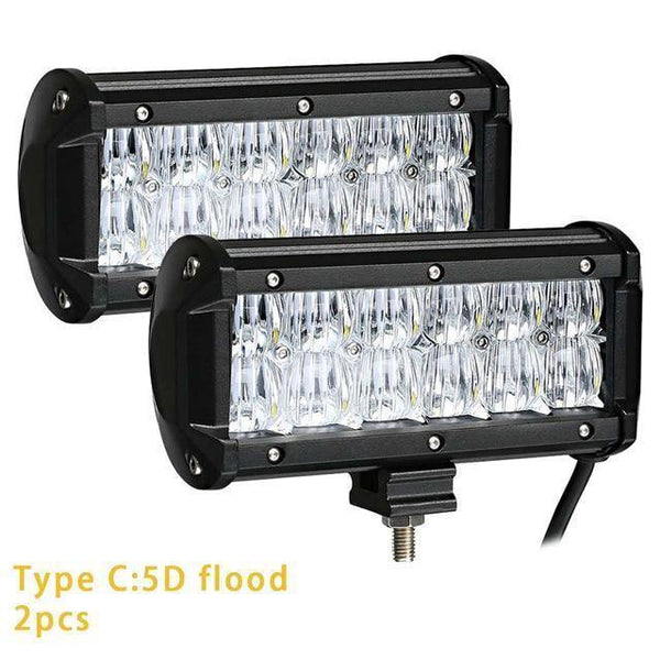 Planet Gates 2PCS 5D Flood / China LED Bar 7 inch LED Light Bar Work Light for Driving Offroad Boat Car Tractor Truck 4x4 SUV ATV 12V 24V Off Road