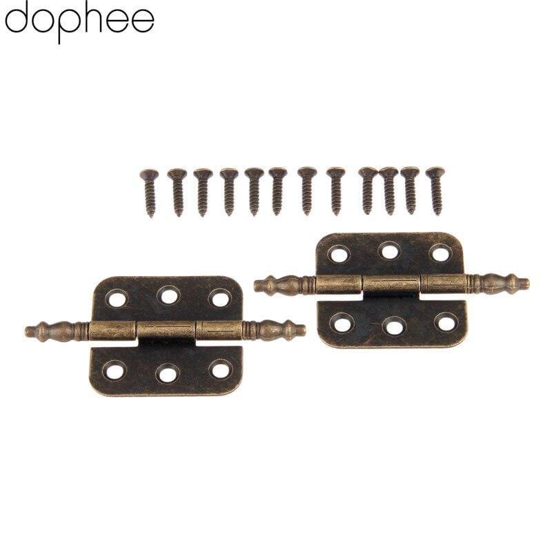 2Pcs 70*35mm Antique Door Cabinet Hinges 6 Holes Jewelry Gift Box Drawer Cupboard Decorative Hinge For Furniture Hardware