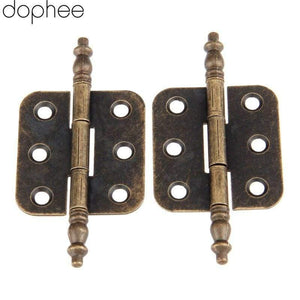 2Pcs 70*35mm Antique Door Cabinet Hinges 6 Holes Jewelry Gift Box Drawer Cupboard Decorative Hinge For Furniture Hardware