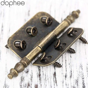 2Pcs 70*35mm Antique Door Cabinet Hinges 6 Holes Jewelry Gift Box Drawer Cupboard Decorative Hinge For Furniture Hardware