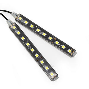 Planet Gates 2pcs 9LED White RGB LED DRL Strip Light Car Interior Decorative Lights Automobile Atmosphere Lamp Remote/Voice/App Control Foot Lamps