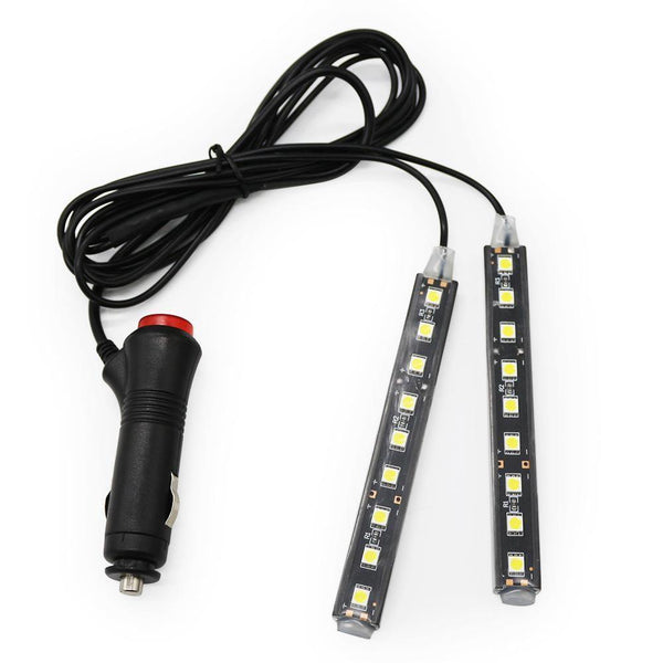 Planet Gates 2pcs 9LED White RGB LED DRL Strip Light Car Interior Decorative Lights Automobile Atmosphere Lamp Remote/Voice/App Control Foot Lamps