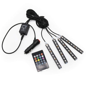 Planet Gates 2pcs 9LED White RGB LED DRL Strip Light Car Interior Decorative Lights Automobile Atmosphere Lamp Remote/Voice/App Control Foot Lamps