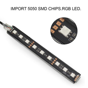 Planet Gates 2pcs 9LED White RGB LED DRL Strip Light Car Interior Decorative Lights Automobile Atmosphere Lamp Remote/Voice/App Control Foot Lamps