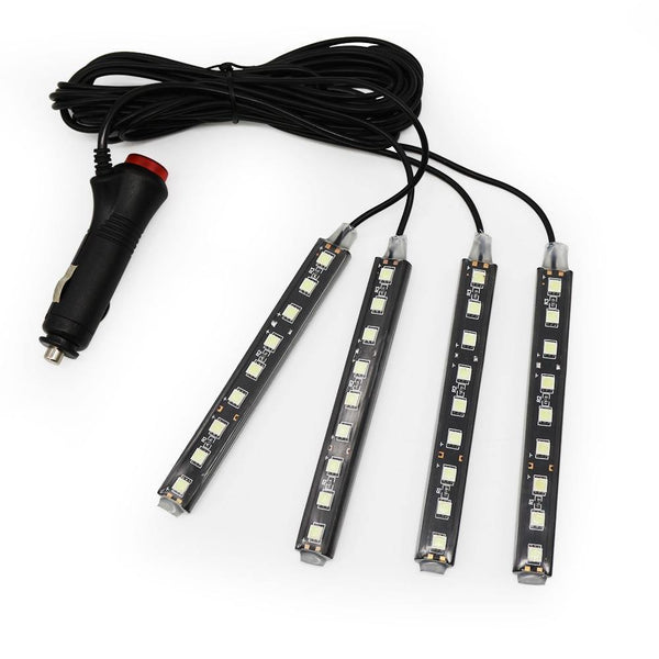Planet Gates 2pcs 9LED White RGB LED DRL Strip Light Car Interior Decorative Lights Automobile Atmosphere Lamp Remote/Voice/App Control Foot Lamps