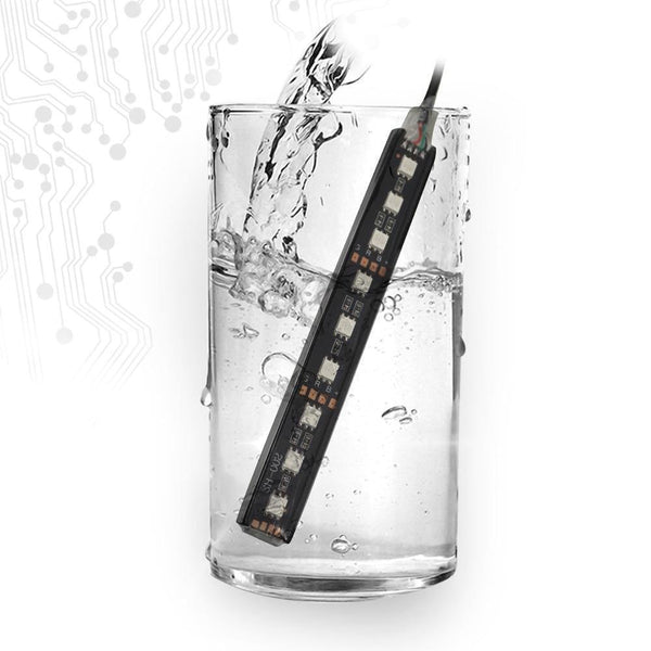 Planet Gates 2pcs 9LED White RGB LED DRL Strip Light Car Interior Decorative Lights Automobile Atmosphere Lamp Remote/Voice/App Control Foot Lamps