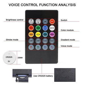 Planet Gates 2pcs 9LED White RGB LED DRL Strip Light Car Interior Decorative Lights Automobile Atmosphere Lamp Remote/Voice/App Control Foot Lamps