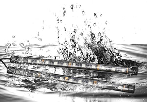 Planet Gates 2pcs 9LED White RGB LED DRL Strip Light Car Interior Decorative Lights Automobile Atmosphere Lamp Remote/Voice/App Control Foot Lamps