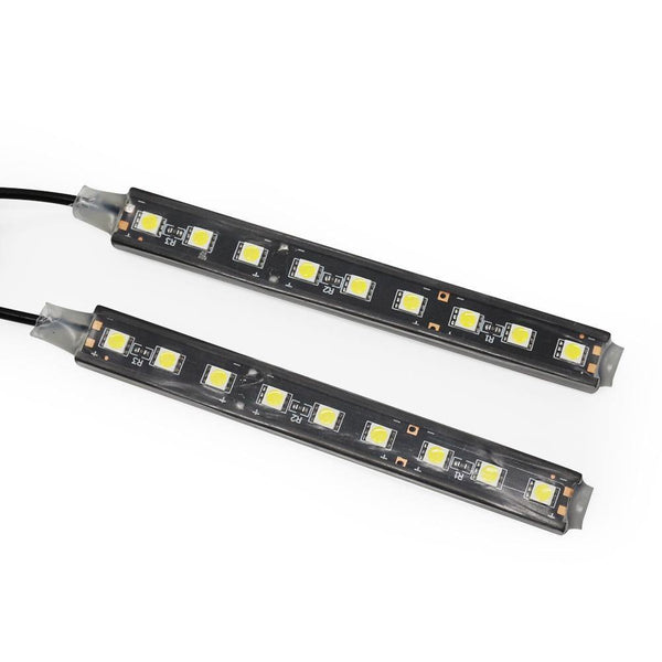 Planet Gates 2pcs 9LED White RGB LED DRL Strip Light Car Interior Decorative Lights Automobile Atmosphere Lamp Remote/Voice/App Control Foot Lamps