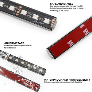 Planet Gates 2pcs 9LED White RGB LED DRL Strip Light Car Interior Decorative Lights Automobile Atmosphere Lamp Remote/Voice/App Control Foot Lamps