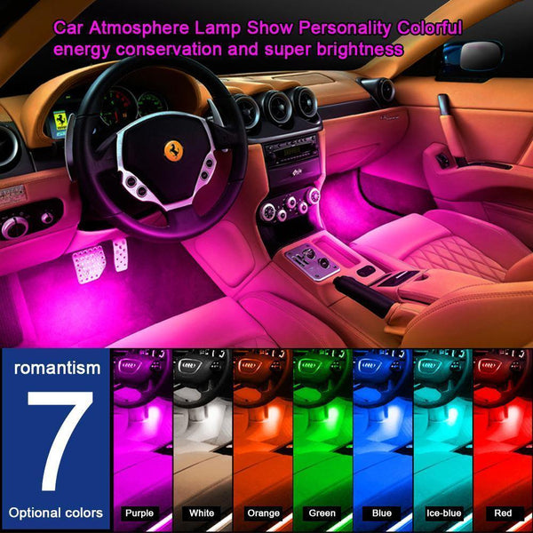 Planet Gates 2pcs 9LED White RGB LED DRL Strip Light Car Interior Decorative Lights Automobile Atmosphere Lamp Remote/Voice/App Control Foot Lamps