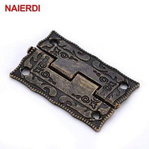 2PCS  Antique Bronze Hinges Cabinet Door Drawer Decorative Mini Hinge For Jewelry Storage Wooden Box Furniture Hardware