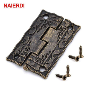 2PCS  Antique Bronze Hinges Cabinet Door Drawer Decorative Mini Hinge For Jewelry Storage Wooden Box Furniture Hardware